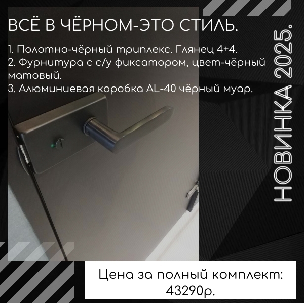 Чёрный триплекс. Стеклянные чёрные двери. Чёрные стеклянные двери